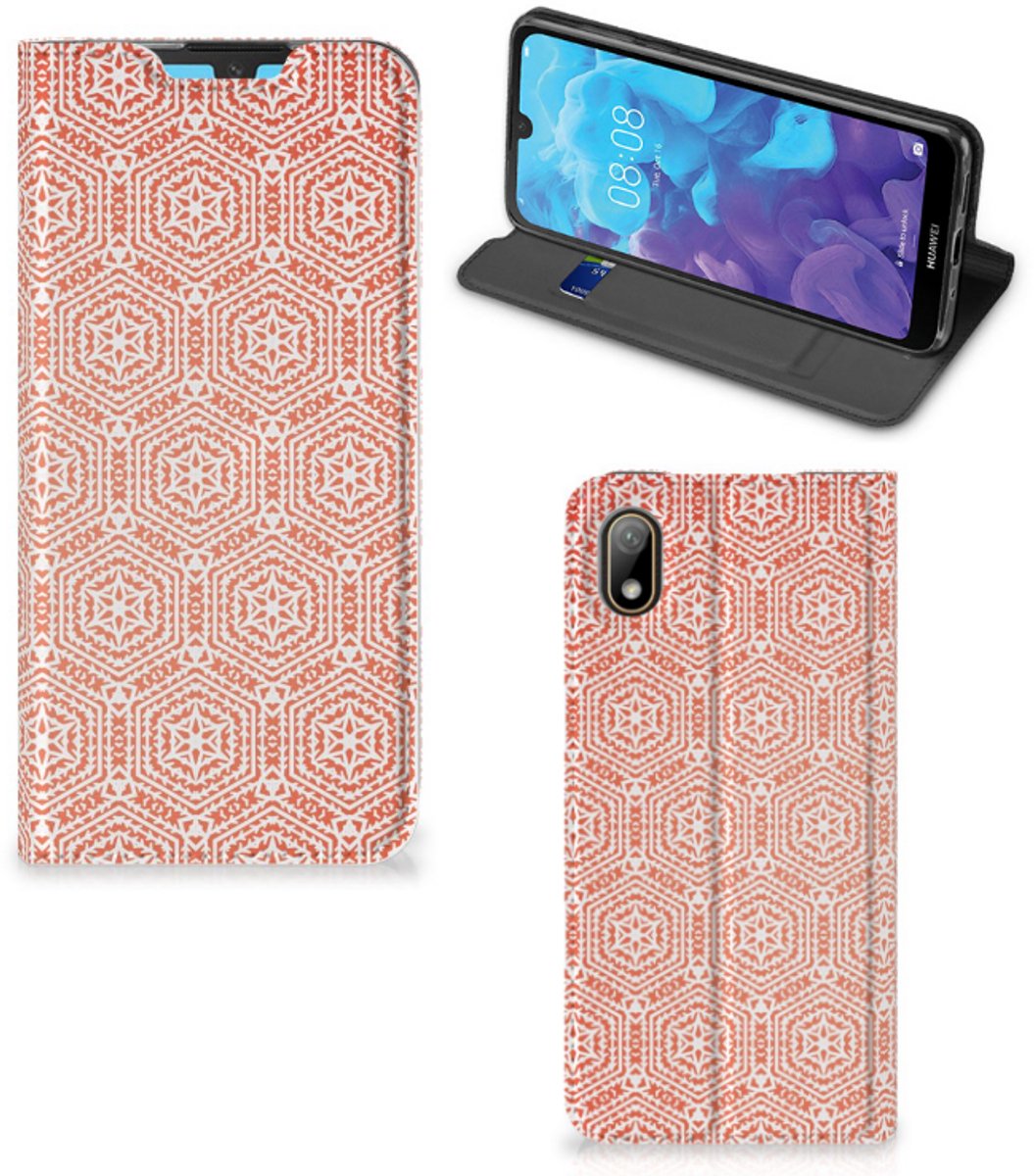Book Case voor Huawei Y5 (2019) Hoesje met Magneet Pattern Orange