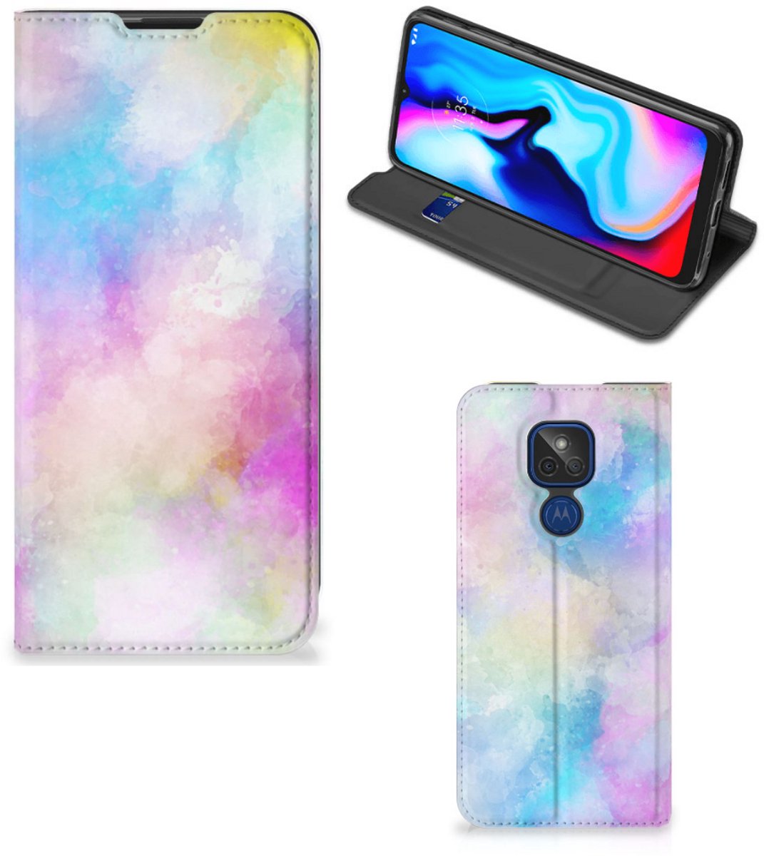 Standcase Hoesje voor Bookcase Motorola Moto G9 Play Watercolor Light