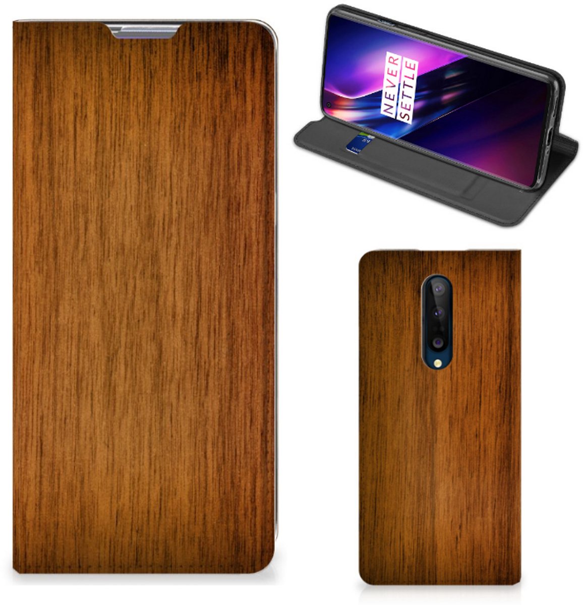 OnePlus 8 Book Wallet Case Donker Hout