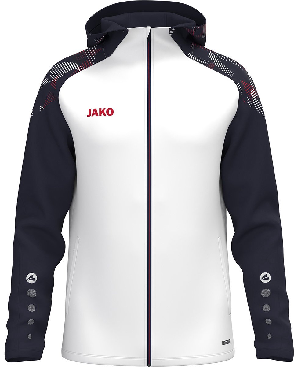 Jako Sonic Jas Met Kap Heren - Wit / Marine / Rood | Maat: 3XL
