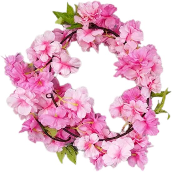 Guirlande de fleurs fleur de cerisier rose foncé - Fleurs roses - Mariage - Fil de fleurs élégant - Pour intérieur, panier de vélo ou guidon - 180 CM Fleurs rose foncé - Fleurs Fleurs artificielles en plastique Guirlande de vélo Branche Sakura