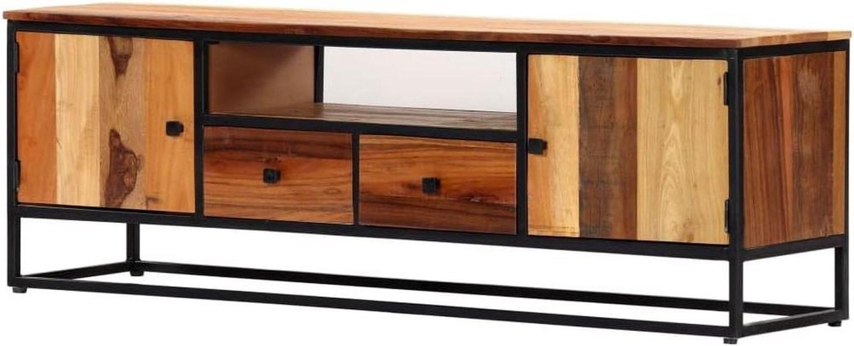 Unieke tv-kast - Lowboard meubel - Opbergen van media - Gerecycled oud hout - 120x30x40 cm - Bruin