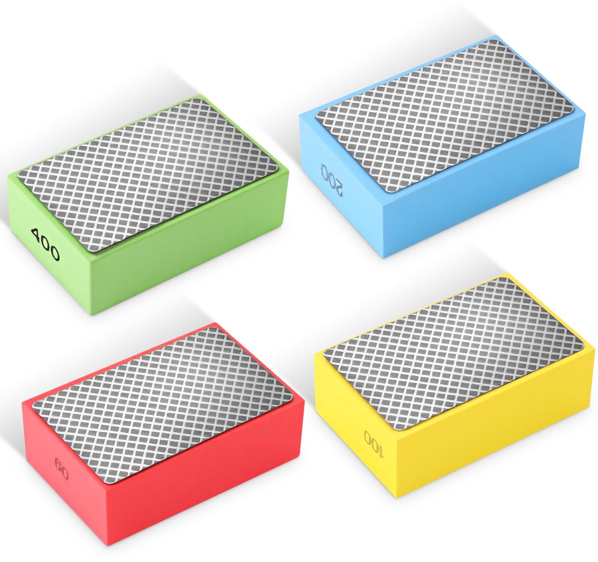 carmdering - Diamant schuurpads - set van 4 slijpblokken 60/100/200/400 grit - voor glas, tegels en keramiek - slijpen en polijsten