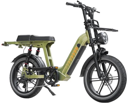 QMWHEEL D50 Elektrische Fatbike - Lage Instap - 20 Inch - 250W Motor - 7 Versnellingen - 60 km Actieradius - Hydraulische Schijfremmen - Groen van QmWheel — afbeelding 2