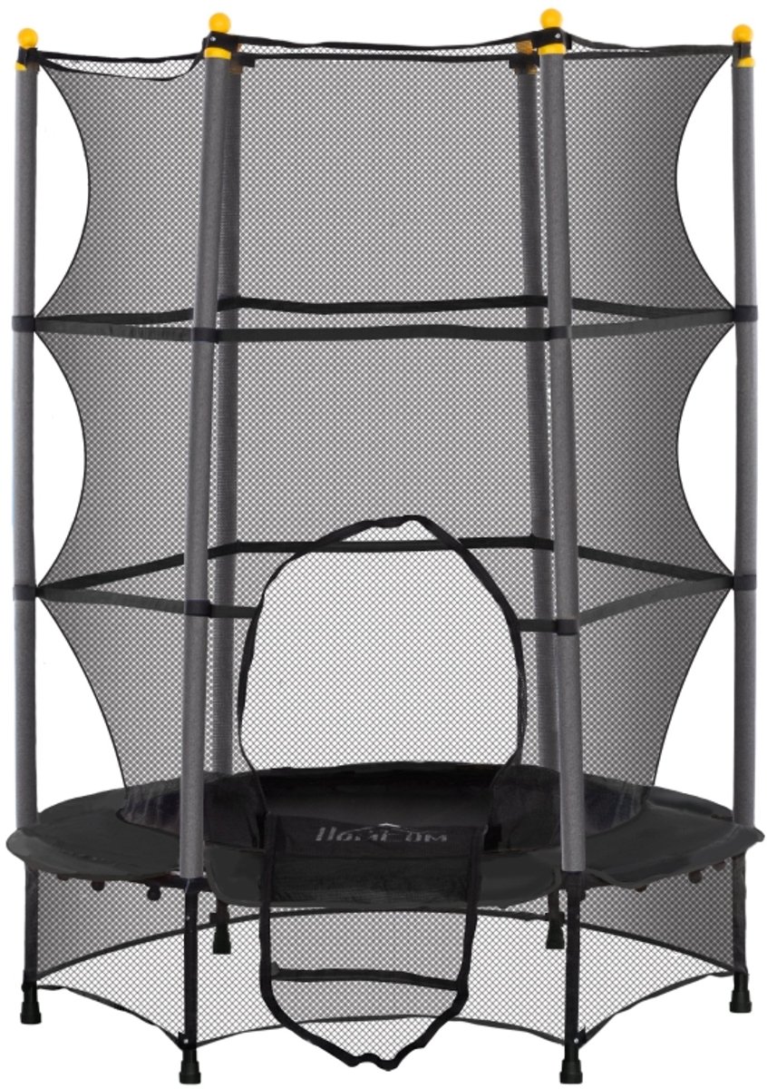 STILVORA Trampoline – Ø140 cm – Met Veiligheidsnet – Staal en Kunststof – Zwart – Voor Binnen en Buiten – Tot 50 kg