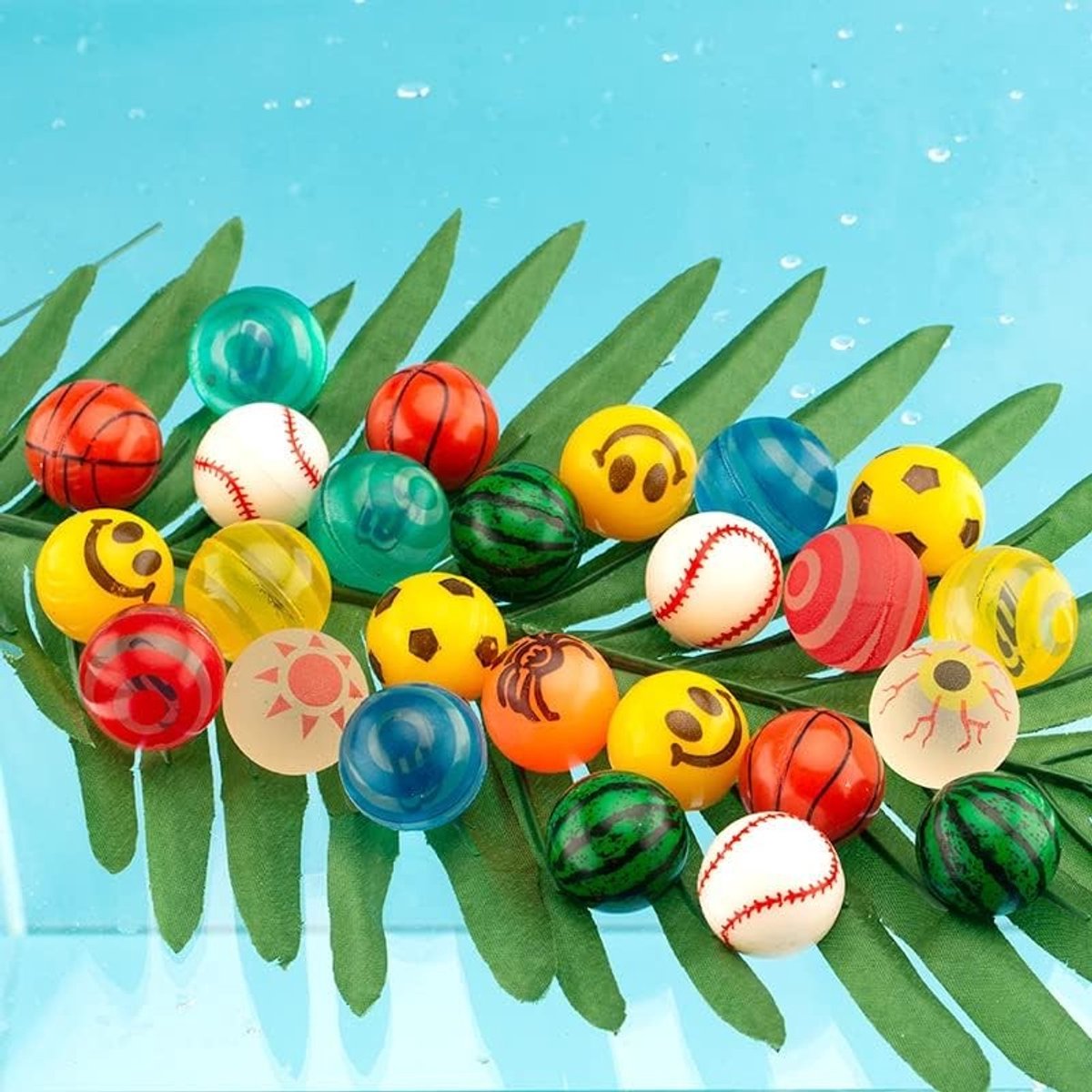 Set van 24 Springballen van 28 mm voor Kinderen - Rubber Ballen voor Verjaardagsfeestjes en Party Favors in Diverse Kleuren