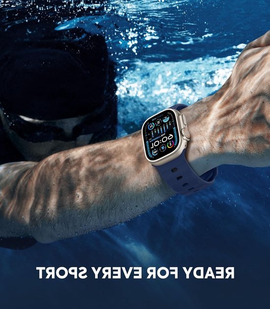 Compatibele Ocean Band voor Apple Watch Ultra 2 - Silicone Vervangband voor 49mm, 46mm, 45mm, 44mm, 42mm - Ideaal voor Mannen en Vrouwen, Midnight Blue, Comfortabel en Duurzaam van Merkloos — afbeelding 4
