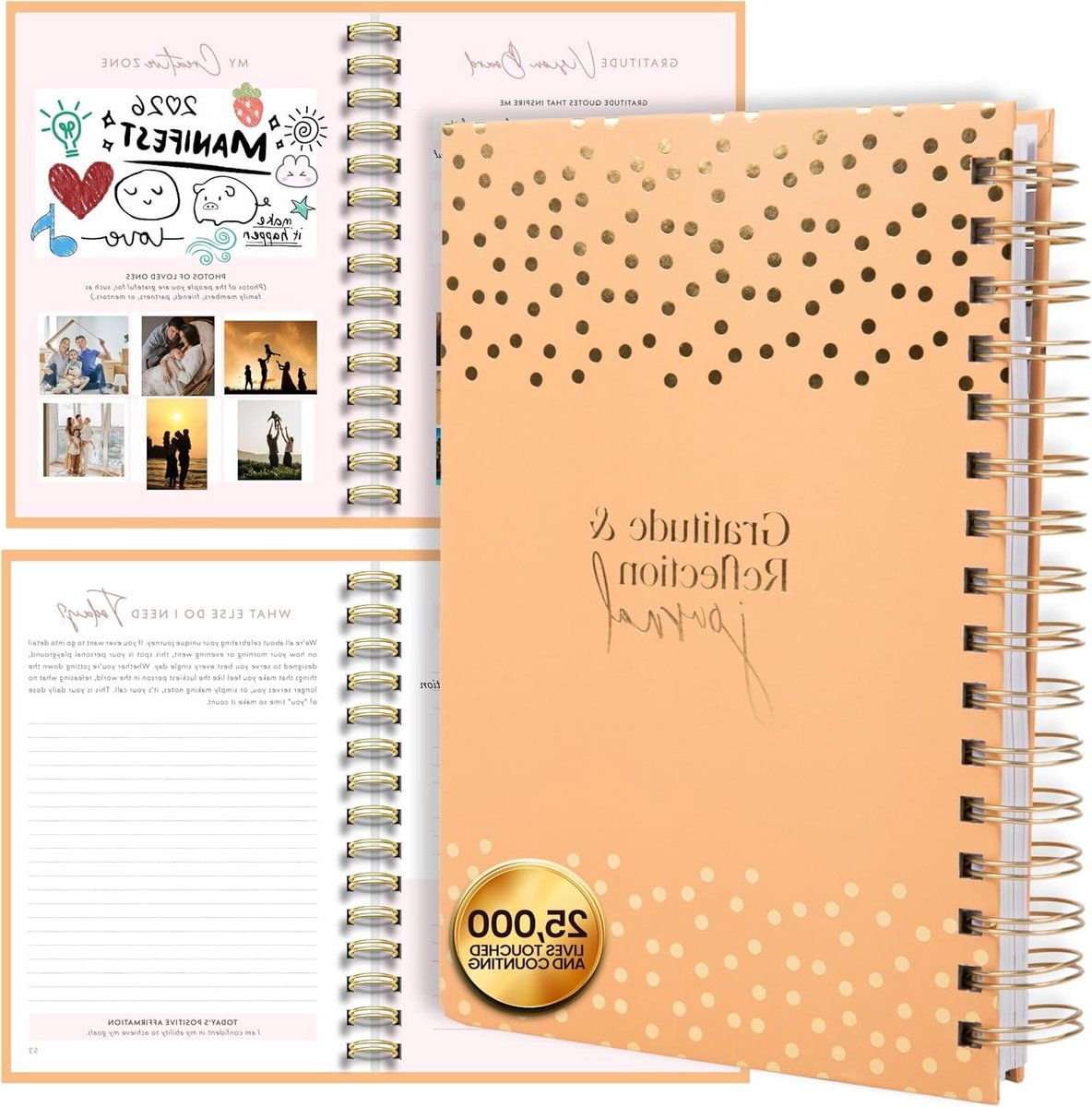 Dankbaarheid Dagboek - Positiviteit Journal - Dagelijkse Reflectie - Geleide Oefeningen - A5 Formaat - Oranje