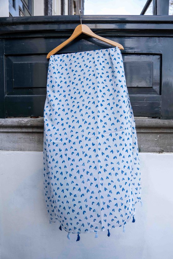 Echarpe Salvia- Accessoires Junkie Amsterdam- Echarpe femme- Echarpe- Echarpe longue- Katoen-Châle-Châle- - Cosy chic- Cadeau-Imprimé graphique- Accent Goud Blauw orange jaune