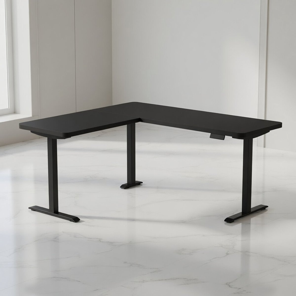 Elektrisch In Hoogte Verstelbaar L-vorm Hoekbureau 160x140 cm Zit Sta Bureau Ergonomisch Gaming & Thuiswerk Bureau met Memory Functie, Stille Motor, Anti-Collision en Kabelmanagement - Mobili Bella