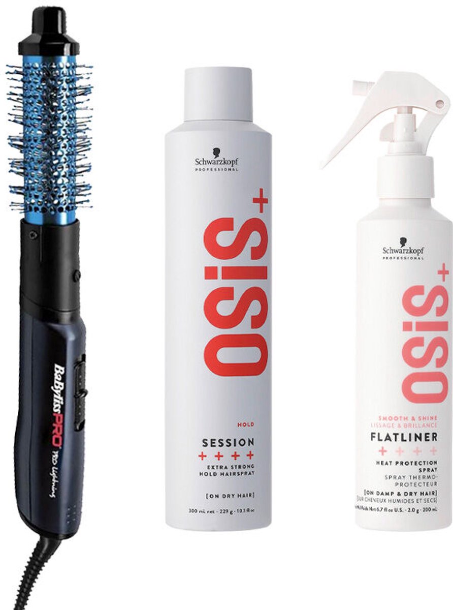 Babyliss PRO Blue Lightning + Schwarzkopf OSiS+ Session Hairspray + Flatliner Heat Protection