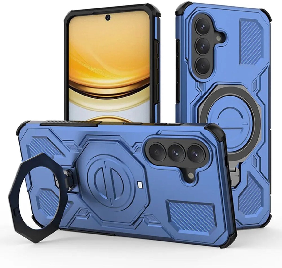 Hoesje geschikt voor Samsung Galaxy A57 | Compatibel met MagSafe / Qi2 | 360° Draaibare Magnetische Standaard | Back Cover Kickstand Ring | Blauw