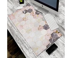 Bureauonderlegger Vinyl - Bureau mat Schrijfonderlegger - Bureauwerk Organiseren - Antislip & Wasbaar - 40 x 78 cm - Exagons