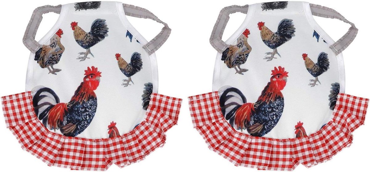 Kippenzadel Set - Kippenharnas Schort - Pluimvee Beschermen - Veer Groei Ondersteuning - 22 x 17 cm - Wit Rood