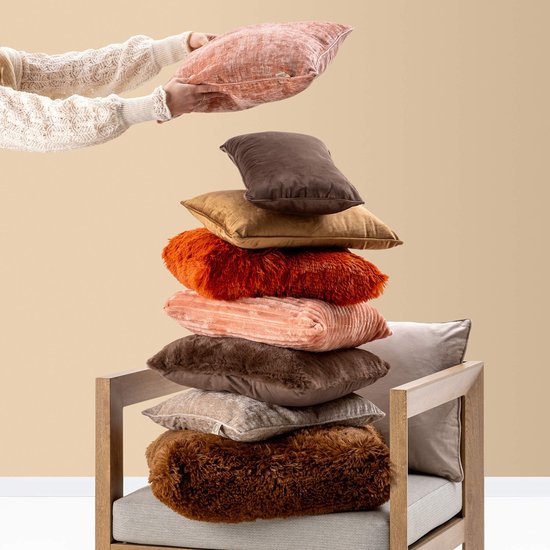 Dutch Decor MART - coussin décoratif 45x45 cm - velours côtelé doux - recyclé - Muted Clay - rose - Incluant coussin intérieur - Coussins Luxe pour salon & canapé
