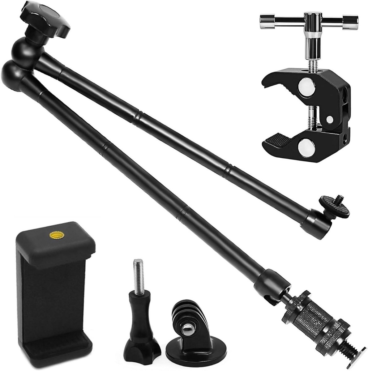 Verstelbare Arm - Gelede Arm - Camera Monteren - Met Superklem - 20 Inch - Zwart