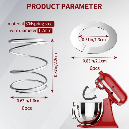 RVS Veer en Wasmachine Set - Mixer Onderdelen - Apparaten Repareren - Snel Installeren - 6 Stuks - Zilver van Merkloos — afbeelding 3