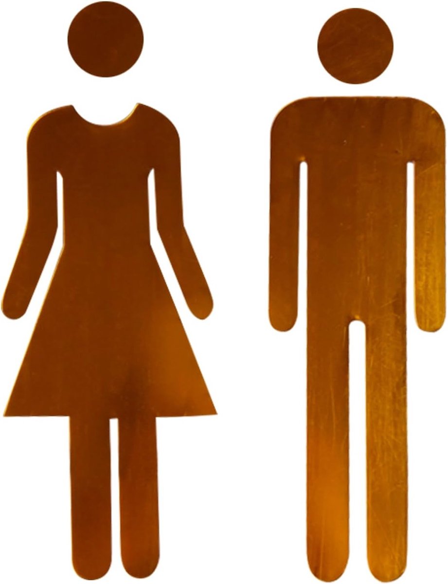 Set van 2 Zelfklevende Toiletsymbolen voor Vrouwen en Mannen, Deurbordjes, Iconen voor Toiletten, Waarschuwingssignalen, 12 cm