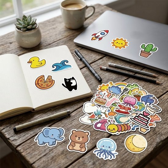 100 Schattige Dieren Mini Stickers – Cute Animal Vinyl Decals – Voor Planner, Laptop, Telefoon, Waterfles, Skateboard & Notitieboek Decoratie