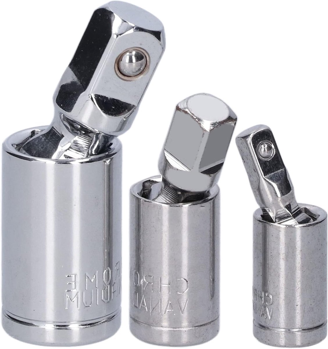 Set van 3 Universele Swivel Socket Adapters - 1/2, 3/8 en 1/4 Inch Chrome Vanadium Staal voor Ratchet Sleutel en Gereedschap