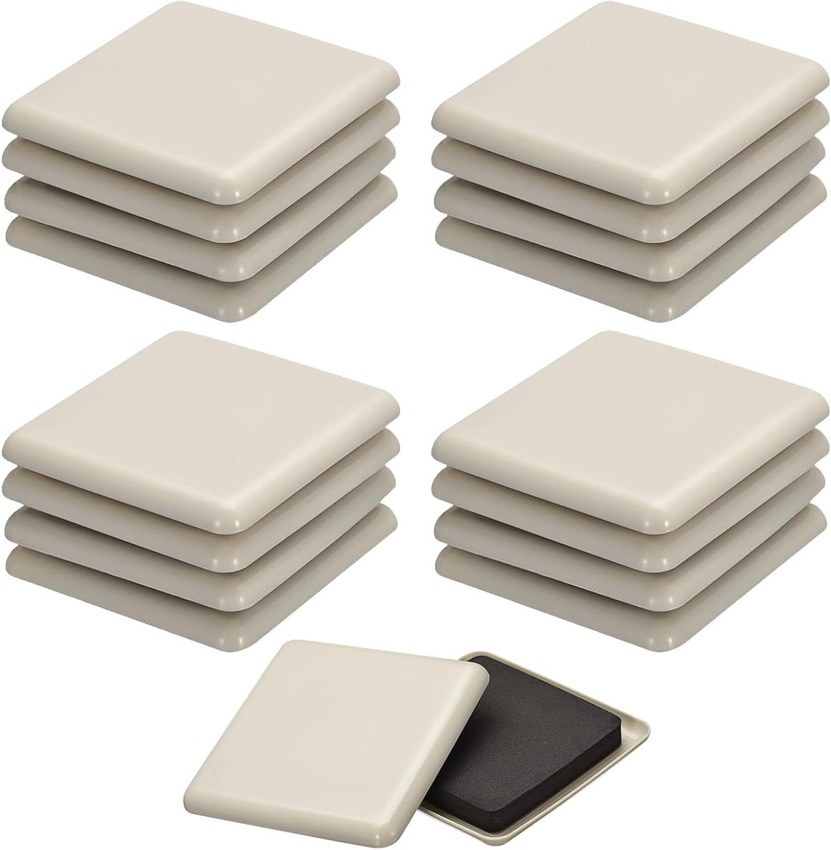 Zelfklevende Meubelglijders 50mm - 16 Stuks Zware Kwaliteit Glijders voor Banken, Stoelen en Tafels - Herbruikbare Meubelbescherming in Beige (Vierkant)