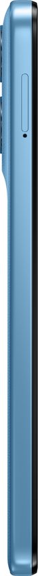 Zijkant van de blauwe Motorola Moto G17 Power telefoon met knoppen.