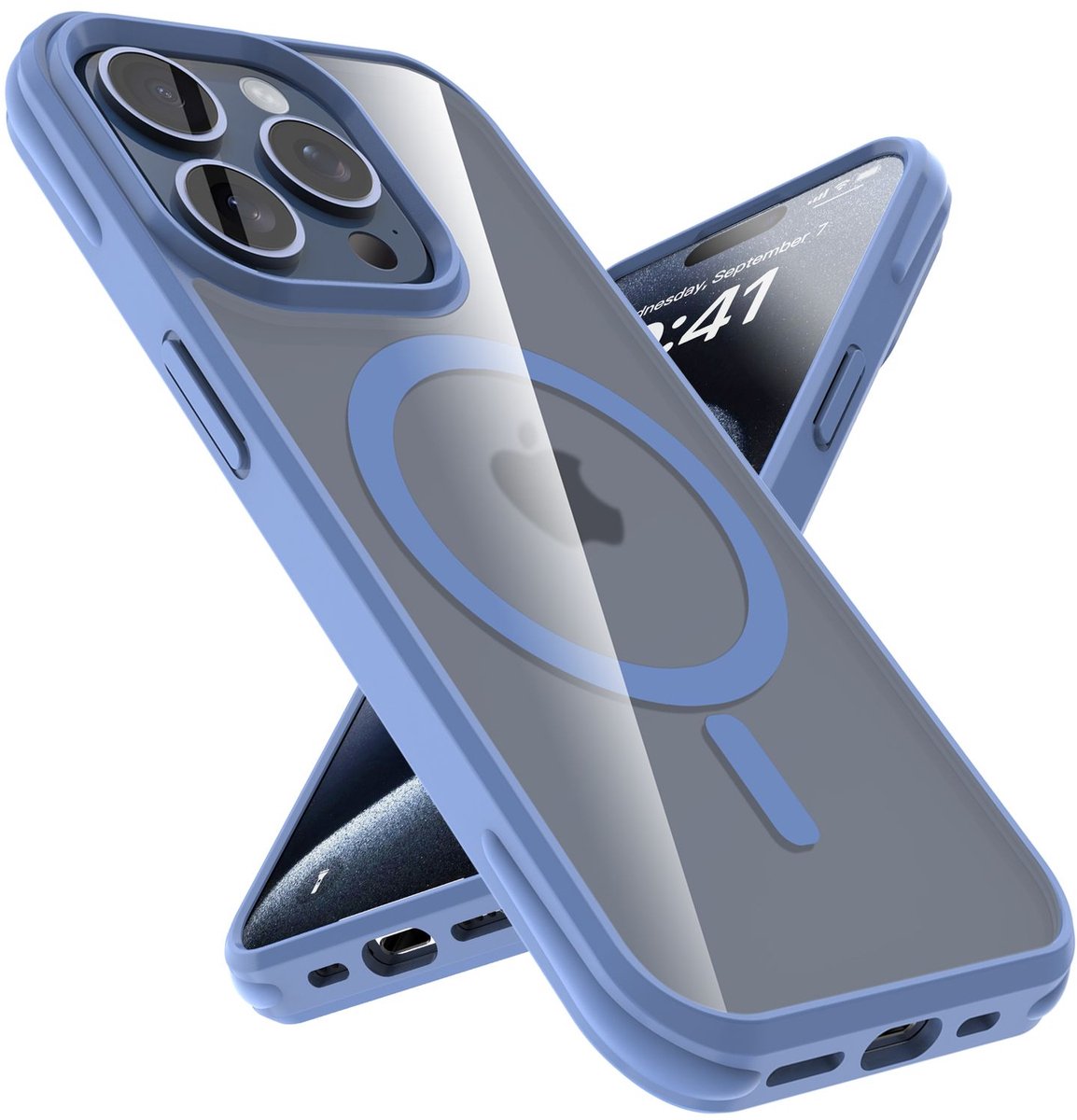 Hoesje geschikt voor iPhone 15 PRO in Lichtblauw Case geschikt voor Magsafe