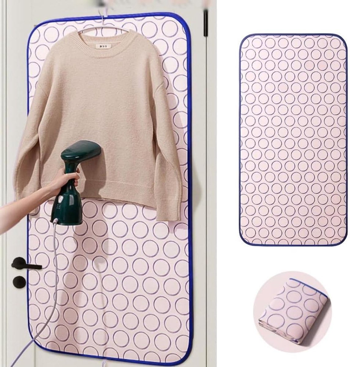 Strijkmat Deur - Strijkonderlegger Ophangbaar - Snel Kleding Strijken - Opvouwbaar Hittebestendig - 60 x 120 cm - Grijs