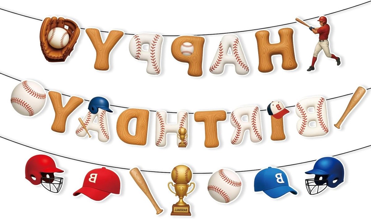 Sportthema Verjaardagsfeestdecoratie met Honkbal Banner en Garland voor Jongens en Meisjes, Perfect voor Feestjes en Jubilea