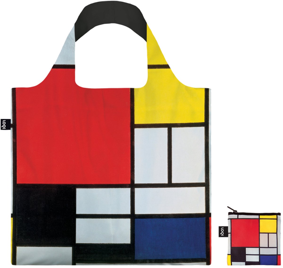 LOQI Shopper - Piet Mondriaan Abstract Kunstwerk - Gerecycled materiaal