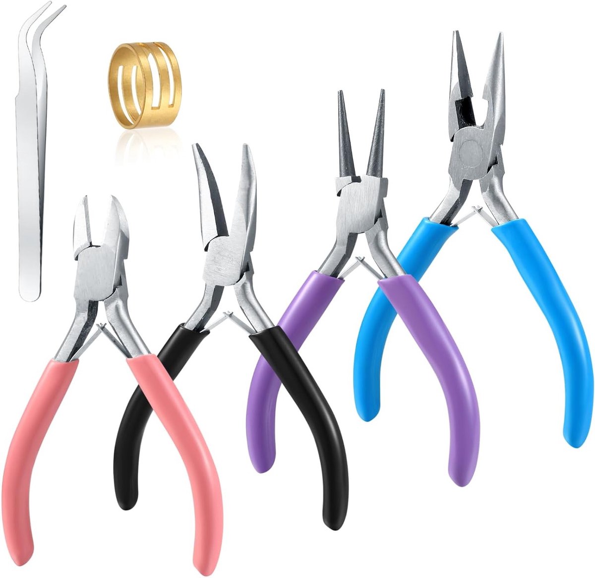 Set van 4 Pincetten voor Sieraden - Naaipincetten, Kettingpincetten en Draadknippers voor Beadwork en Herstellingen
