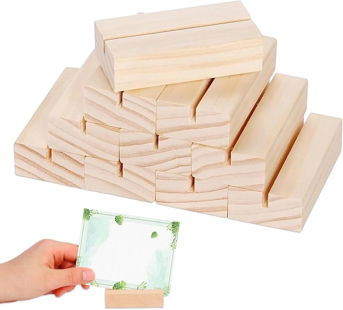 Houten Kaart Houder voor Tafel – Foto- en Menu Kaart Stand met Dubbelzijdige Lijm – Ideaal voor Restaurants, Bruiloften, Feesten en Evenementen (10 Stuks)