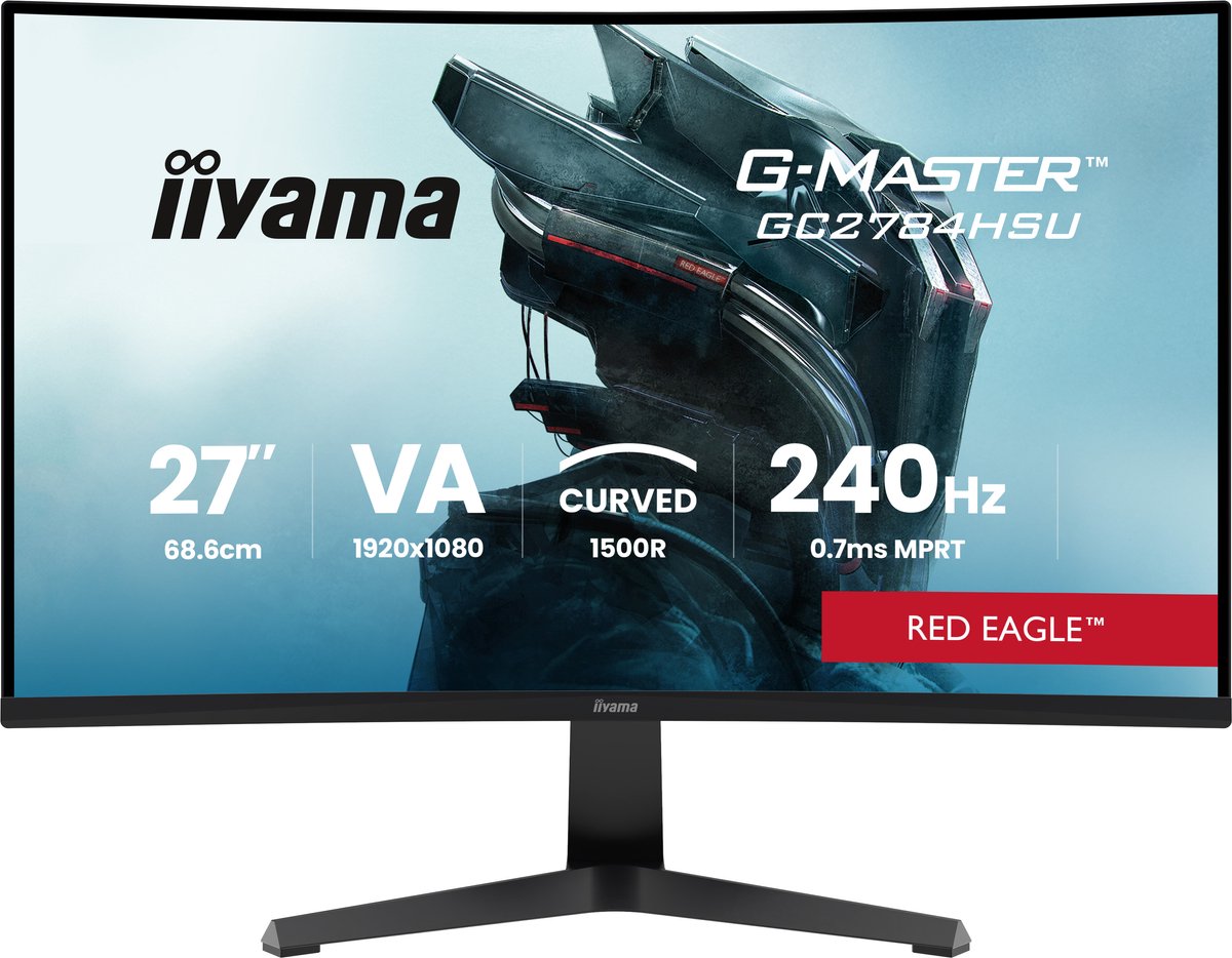 iiyama G-Master GC2784HSU-B1 Red Eagle - 27 inch - Full HD - VA - 240Hz - - Curved - HDMI 2.1, HDR10