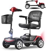 Scootmobiel voor Senioren 4-Wiel – Elektrische Scootmobiel met 300W Motor, 15 km Actieradius, Draaibare Stoel, LED-Verlichting en Verwijderbare Accu