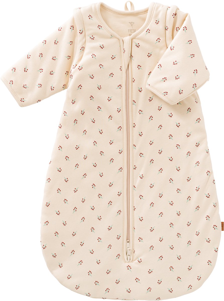 Fresk Slaapzak Baby Winter – Afritsbare Mouwen - Interlock met Lichte Voering - Biologisch Katoen - Zacht en Ademend - TOG 2.8 - Ecru - Berries