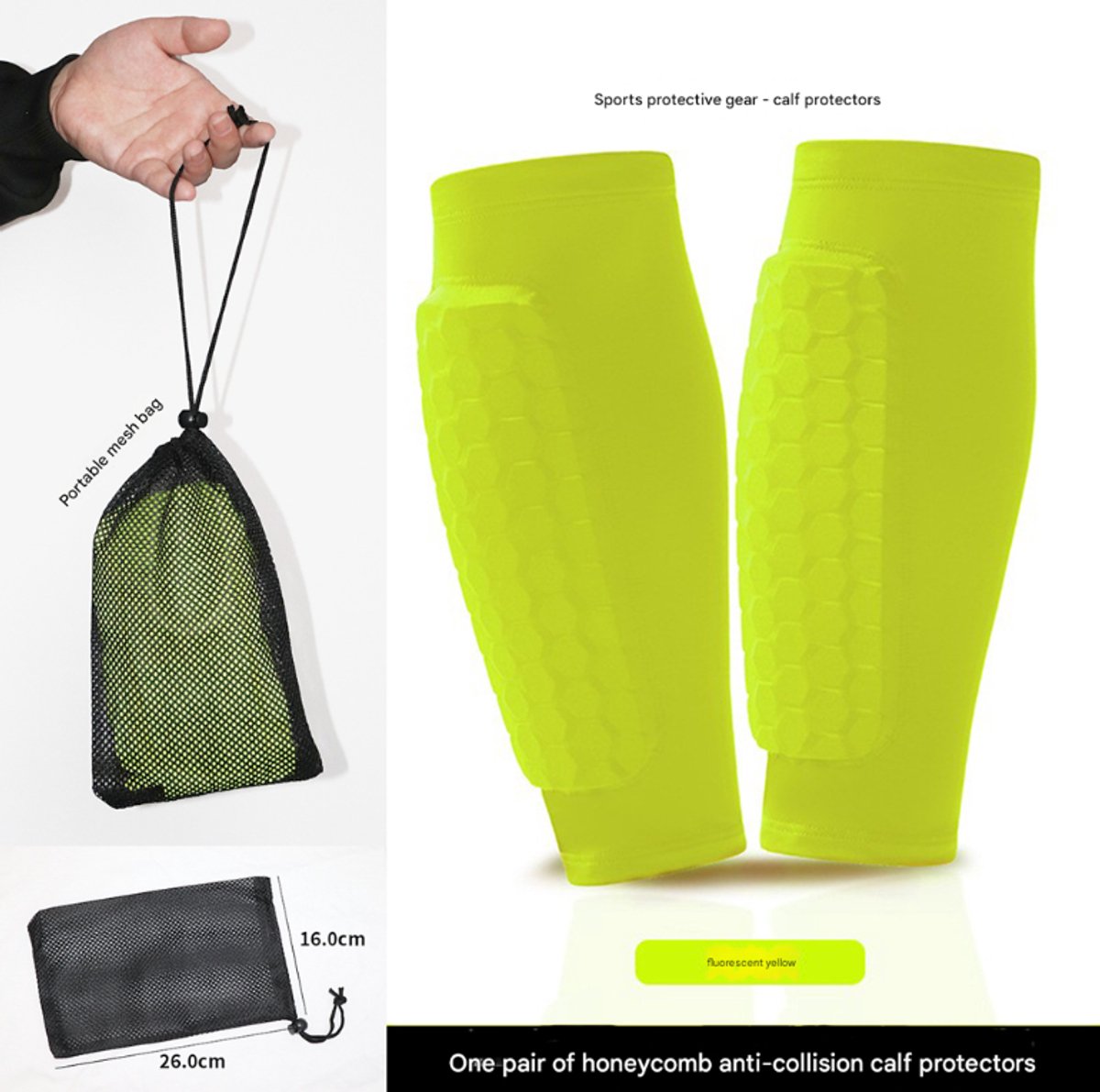 Groene 1-pack + draagbare mesh tas XS voetbal scheenbeschermers - Antisliptechnologie - Kindvriendelijk - Lichtgewicht - Voetbal - Scheenbeschermers - Voetbal scheenbeschermers