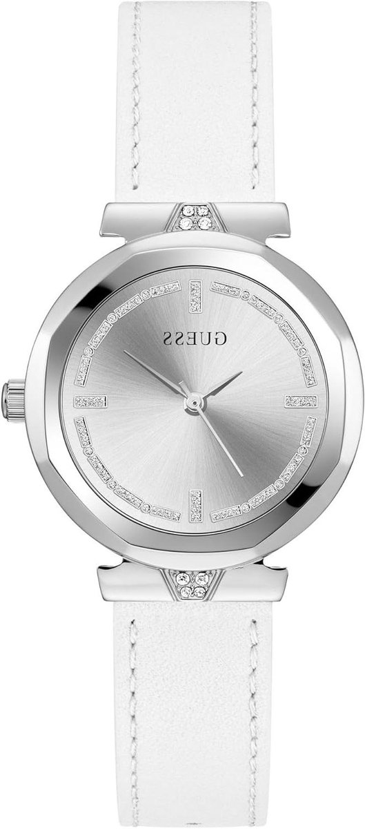 Dameshorloge Leer - Polshorloge Tijd - Dagelijks Gebruik - Ronde Roestvrijstaal Kast - 34mm Kastdiameter - Zwart