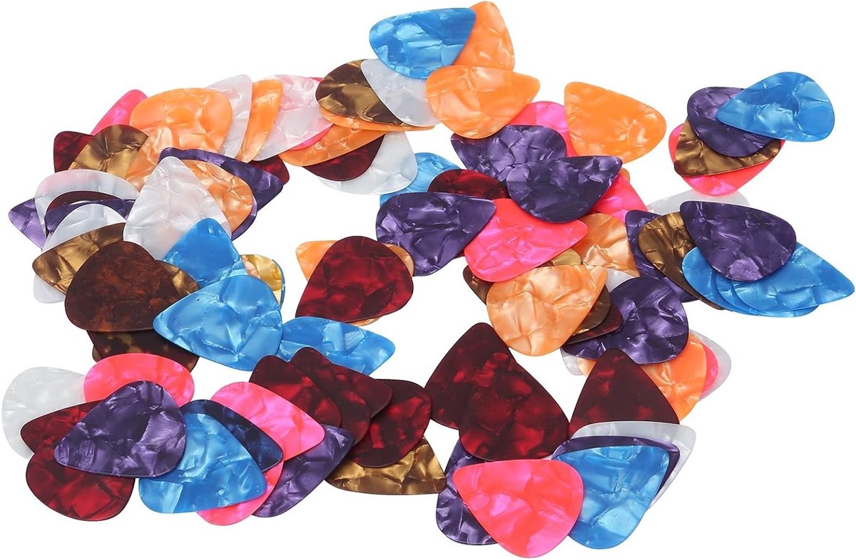 Kleurige celluloid plectrums voor elektrische, akoestische en basgitaren, 100 stuks, ideaal voor muzikanten en fingerstyle spelen