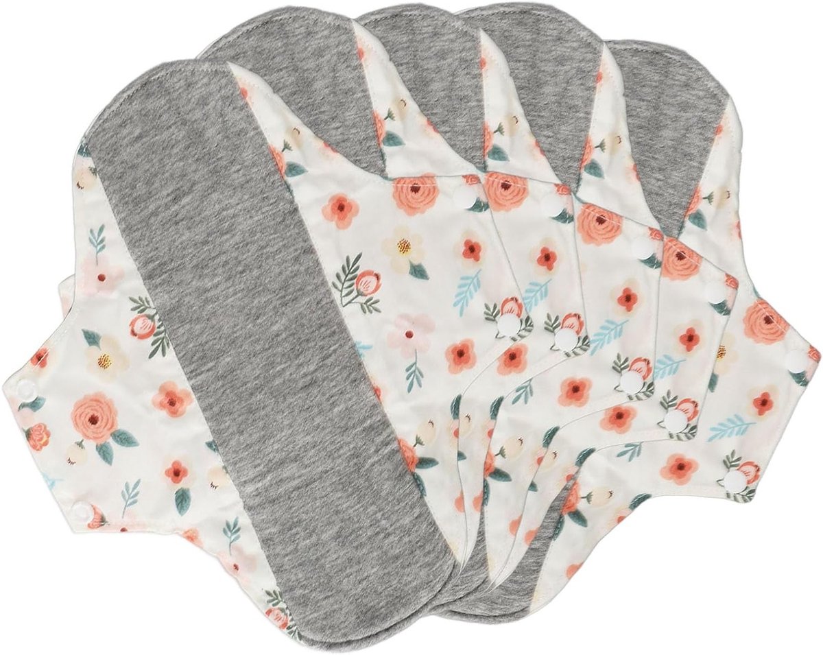 Herbruikbare Wasbare Vrouwenmaandverbanden, Ademend en Comfortabel, Set van 5 Stuks voor Dames en Meisjes