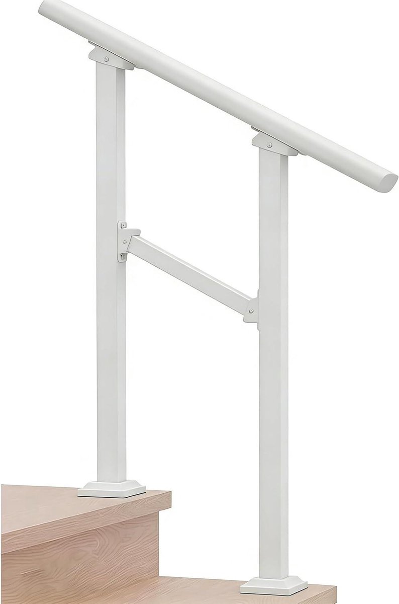 Buiten Trapleuning - Leuning Kit - Veiligheid Buiten - Gietijzeren Constructie - 91.4x63.5 cm - Wit