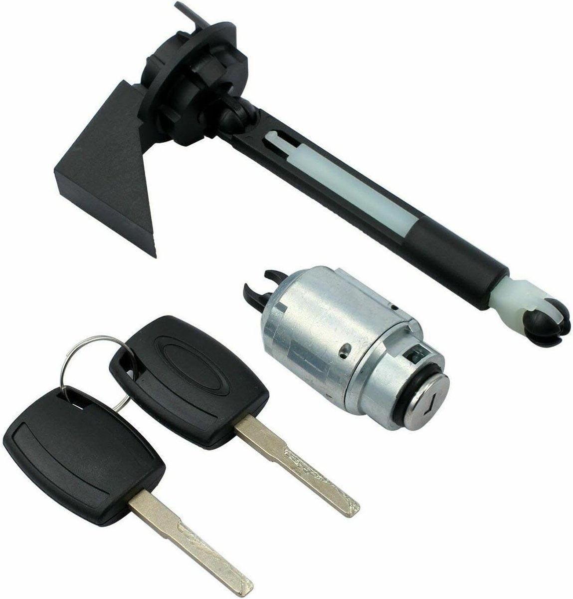 Reparatieset voor motorkapontgrendeling met cilinder en 2 sleutels voor Ford Focus MK2 en C-Max, Zwart