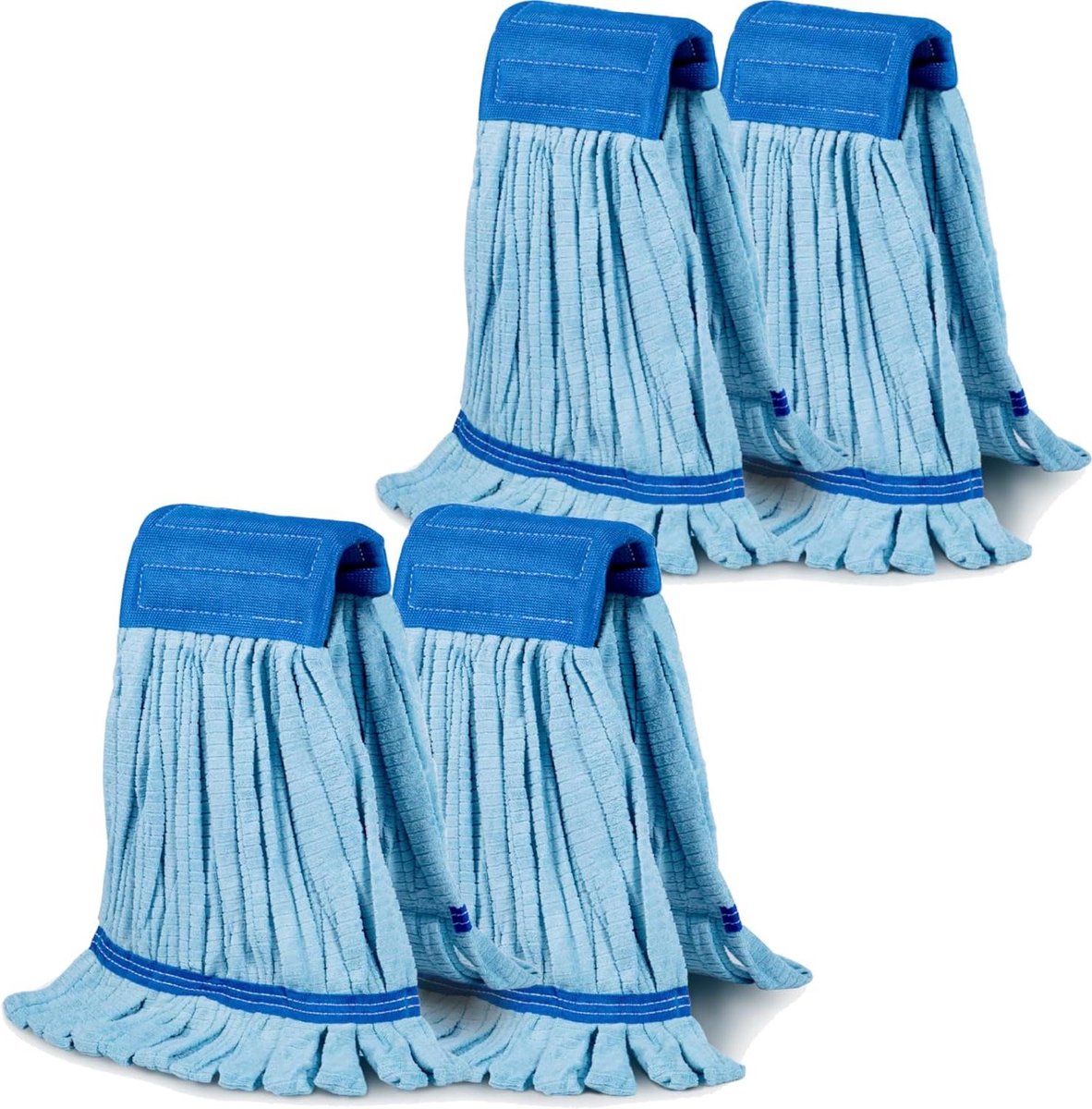 Microfiber Mop - Vervangende Mop - Grondig Reinigen - Extra Absorberend - 4 Stuks - Blauw