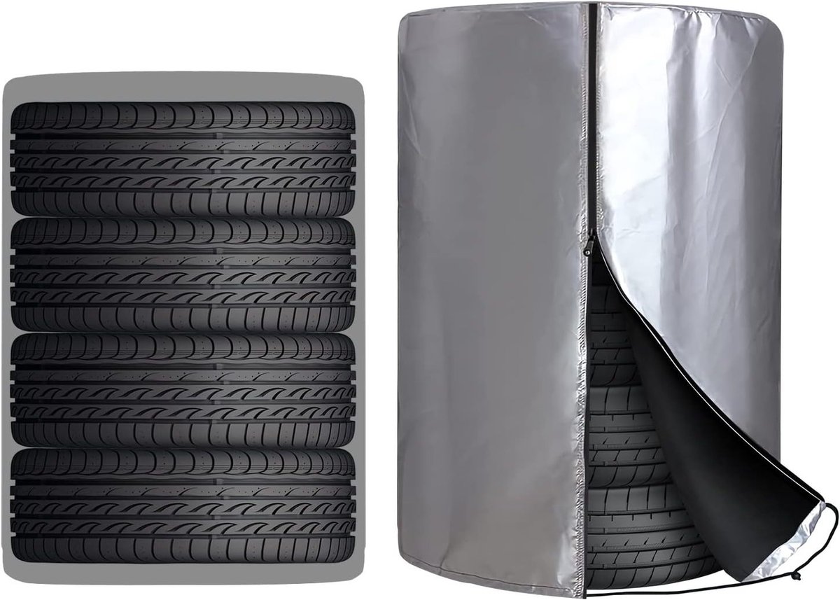 Waterdichte en Stofdichte Bandenhoezen voor Seizoensopslag, Inclusief 4 Touwen, Geschikt voor 14-18 Inch Banden, 210D Oxford, 72 x 117 cm