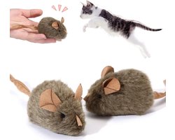 2 Piepende Pluchen Muizen | Een Alternatief Voor Een Kattenstok Om Je Te Vermaken En Je Kat Te Vermaken | Met Sensor En Geluid | Handig Om Mee Te Nemen En Als Kauwspeeltje | Laat Je Kat De Hele Dag Dolenthousiast Jagen