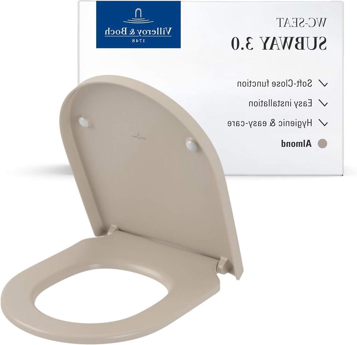 Toiletbril Duroplast - Toiletdeksel WC-bril - Hygiënisch Werken - Afneembaar Softclose - D-vorm - Amandel Mat