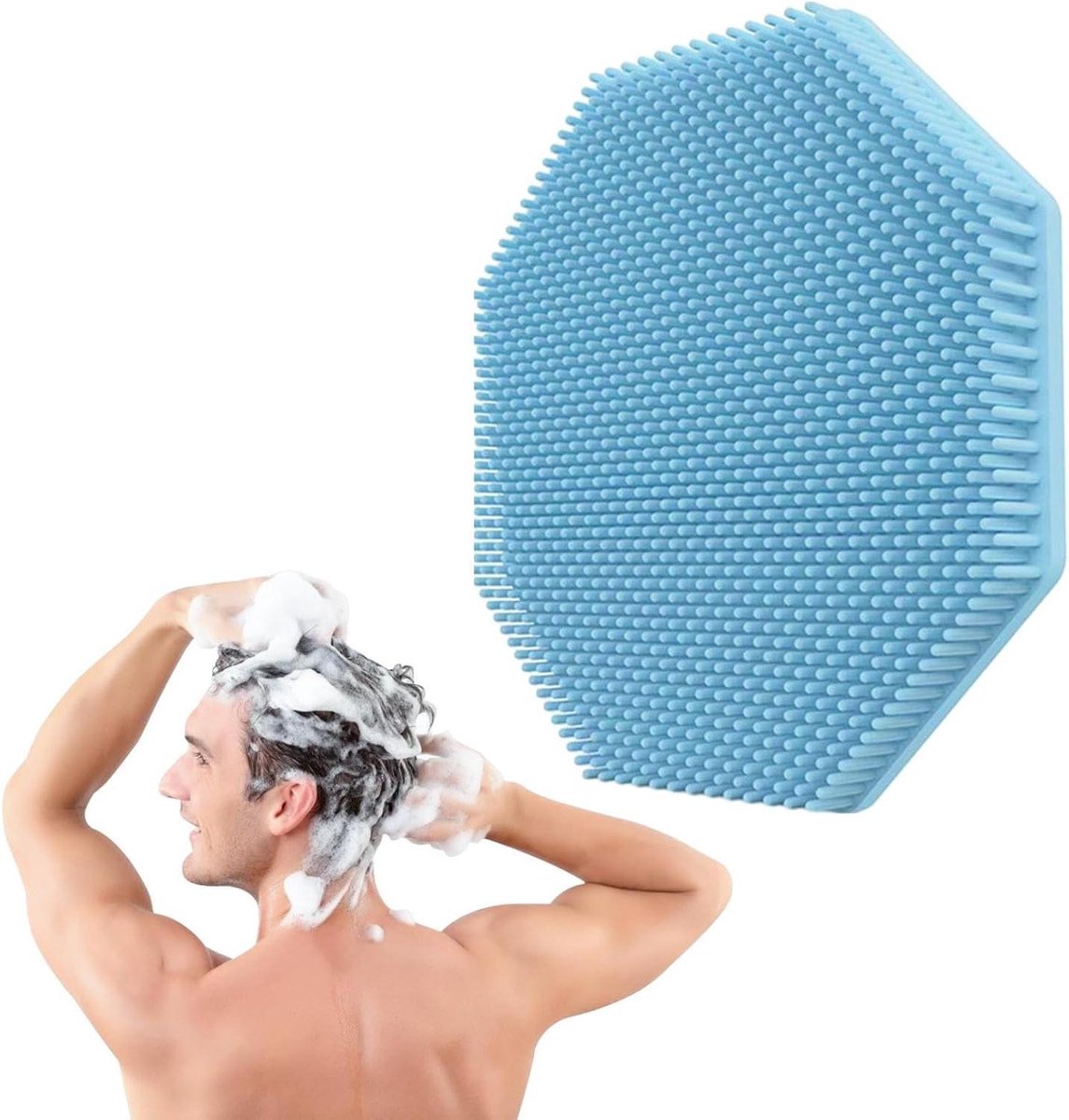 Siliconen Badborstel - Douche Scrub Borstel - Huid Reinigen - Sneldrogend Ontwerp - 9 x 8.5 x 2.3 cm - Blauw