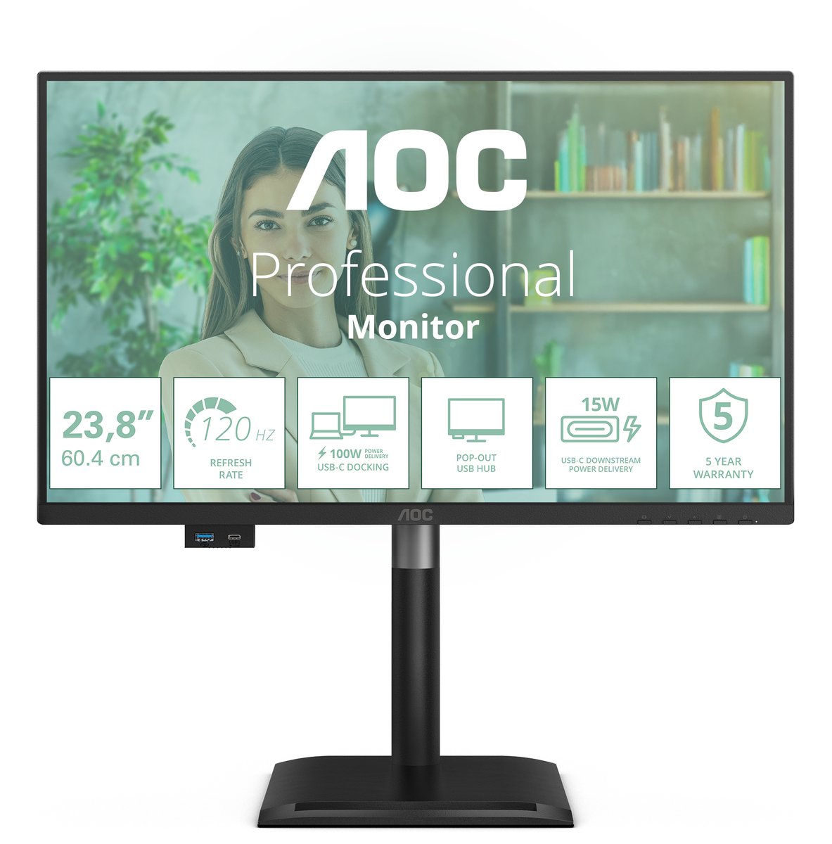 AOC 24P4CV computer monitor 60,5 cm (23.8") 1920 x 1080 Pixels Full HD LED Zwart