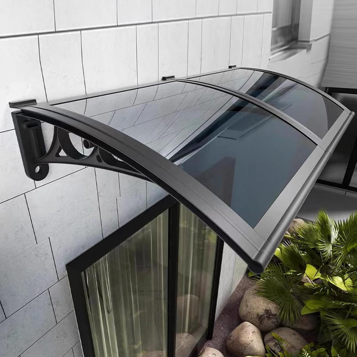 Raamzonwering Luifel - Deurluifel Regenkap - Bescherming tegen Weer - Slagvast Polycarbonaat - 80x250cm - Grijs