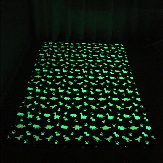 Lichtgevend Tapijt - Glow in the Dark Kleed - Kinderkamer Decoratie - Antislip Onderkant - 200 x 140 cm - Dinosaurus — afbeelding 3