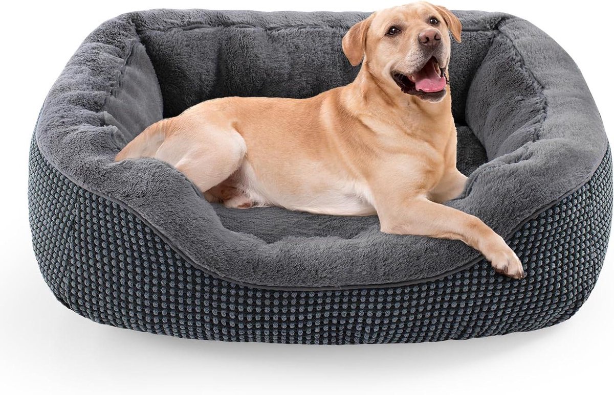 Huisdierbed - Hondenmand - Comfortabel slapen - Orthopedisch ontwerp - 89 x 63 cm - Donkergrijs